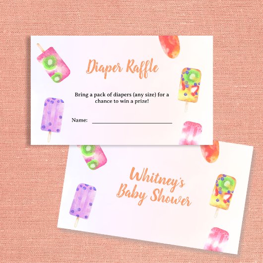 Diaper Raffle Popsicle Watercolor Kinderdusche Begleitkarte