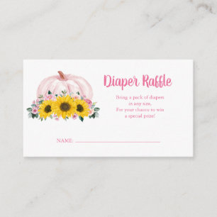 Diaper Raffle Pumpkin Sonnenblume Pink Baby Dusche Begleitkarte