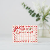 Diaper Raffle Red Bow Frame Enclosure Card Begleitkarte (Stehend Vorderseite)