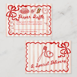 Diaper Raffle Red Bow Frame Enclosure Card Begleitkarte