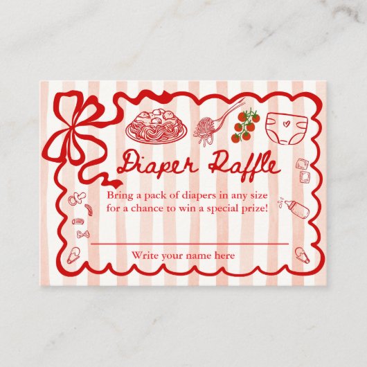 Diaper Raffle Red Bow Frame Enclosure Card Begleitkarte (Vorderseite)