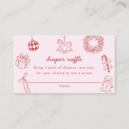 Diaper raffle red whimsical christmas winter girl begleitkarte