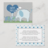 Diaper Raffle Registry Elephant Twins Baby Shower Begleitkarte (Vorne/Hinten)