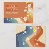Diaper Raffle Retro Rainbow Hippie Daisy Begleitkarte (Vorne/Hinten)