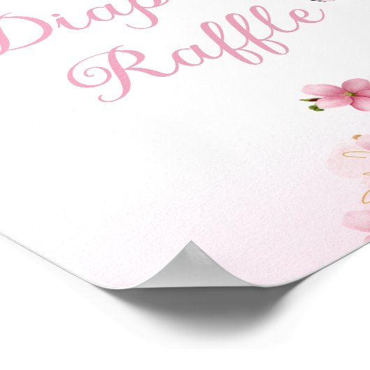 Diaper Raffle rosa Butterfly Babydusche Poster (Ecke)