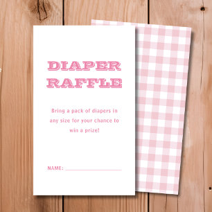 Diaper Raffle   Rosa Karierte Babydusche Begleitkarte