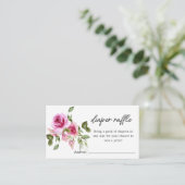 Diaper Raffle | Rosa Rose Floral Baby Dusche Begleitkarte (Stehend Vorderseite)