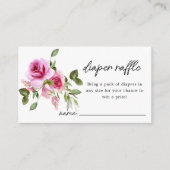 Diaper Raffle | Rosa Rose Floral Baby Dusche Begleitkarte (Vorderseite)