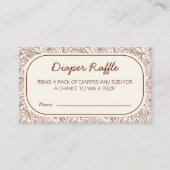 Diaper Raffle Rustic Floral Brown Handwritten Begleitkarte (Vorderseite)