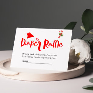 Diaper Raffle Santa Christmas Winter Baby Dusche Begleitkarte