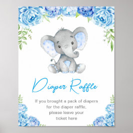 Diaper Raffle Schild Blue Elephant Baby Boy Dusche