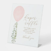 Diaper Raffle Schild Pink Balloon Girl Baby Dusche (Vorderseite)