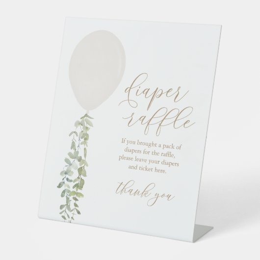 Diaper Raffle Schild White Balloon Baby Dusche (Vorderseite)