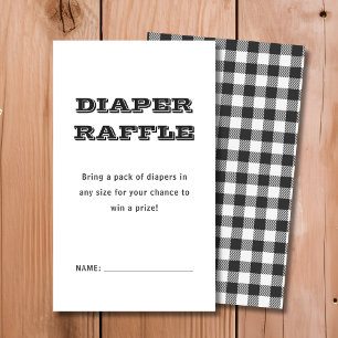 Diaper Raffle   Schwarze Karierte Babydusche Begleitkarte