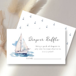Diaper Raffle | Segelboot Babydusche Begleitkarte