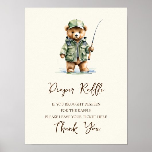 Diaper Raffle Sign A Little Fisherman Baby Shower Poster (Vorne)