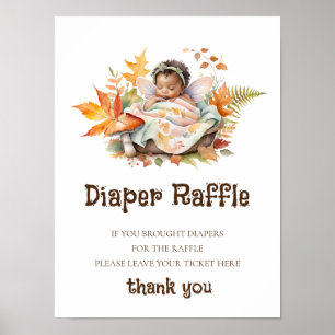 Diaper Raffle Sign Baby Dusche Woodland Fairy Poster