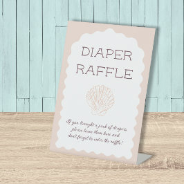 Diaper Raffle Sign Beach Babe Seashell Baby Dusche Sockelschild