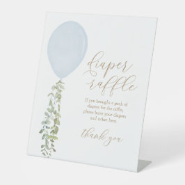 Diaper Raffle Sign Blue Balloon Babydusche Sockelschild