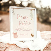 Diaper Raffle Sign, Boho Pink Girl Babydusche Poster