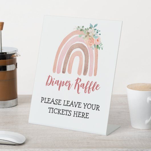 Diaper Raffle Sign Boho Rainbow Baby Dusche Sockelschild (In SItu)