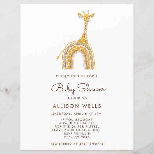 Diaper Raffle Sign | Giraffe (Rückseite)