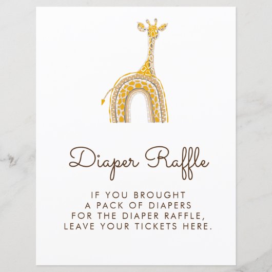 Diaper Raffle Sign | Giraffe (Vorderseite)