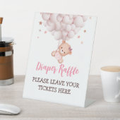 Diaper Raffle Sign Girl Bear Baby Dusche Sockelschild (In SItu)