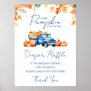 Diaper Raffle Sign Little Pumpkin Baby Dusche Poster