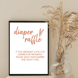 Diaper Raffle Sign Minimal Boho Herz-Kreislauf-Sys Poster