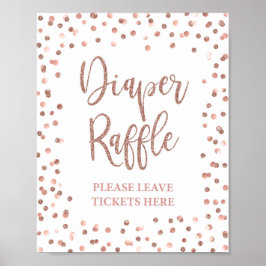 Diaper Raffle Sign Rose Gold Confetti Kinderdusche Poster