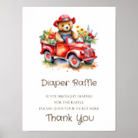 Diaper Raffle Sign Teddy Vor Ort angebautes Baby