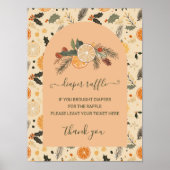Diaper Raffle Sign Winter Citrus Baby Dusche Poster (Vorne)