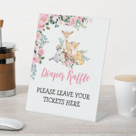 Diaper Raffle Sign Woodland Girl Babydusche Sockelschild