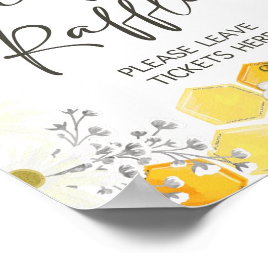 Diaper Raffle Sign Yellow Honey Bee Thema Poster (Ecke)