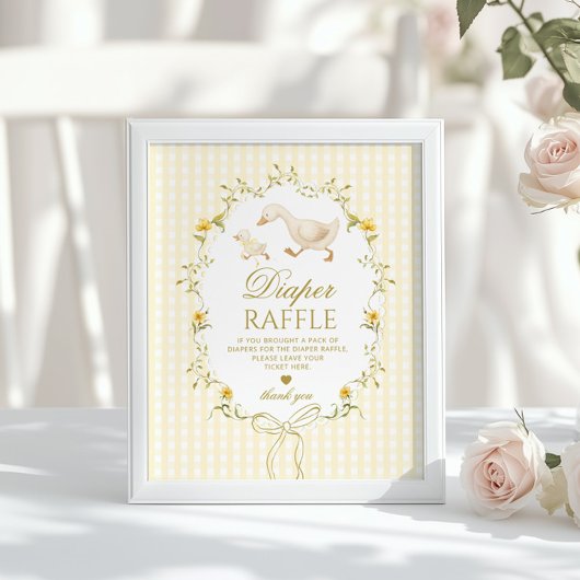 Diaper raffle Silly Goose gender neutral gingham Poster