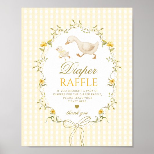 Diaper raffle Silly Goose gender neutral gingham Poster (Vorne)