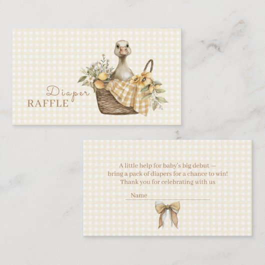 Diaper Raffle Silly Goose Lemon Watercolor  Begleitkarte (Vorne/Hinten)