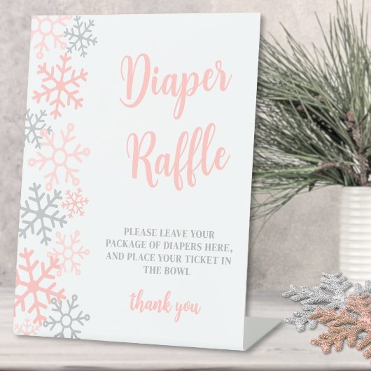Diaper Raffle Snowflake Winter Baby Shower Sockelschild