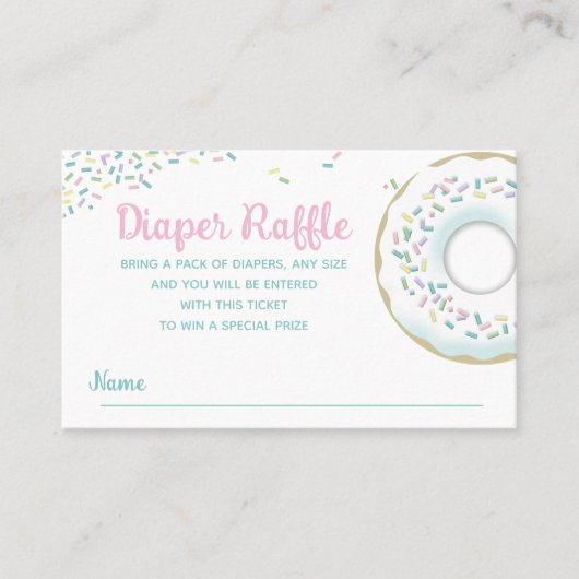 Diaper Raffle Sprinkle Doughnut Baby Dusche Visitenkarte (Vorderseite)