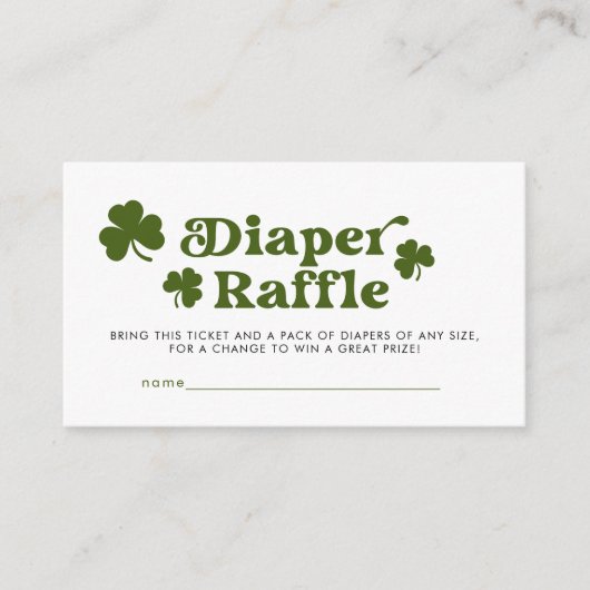 Diaper Raffle St. Patrick's Day Baby Shower Begleitkarte (Vorderseite)