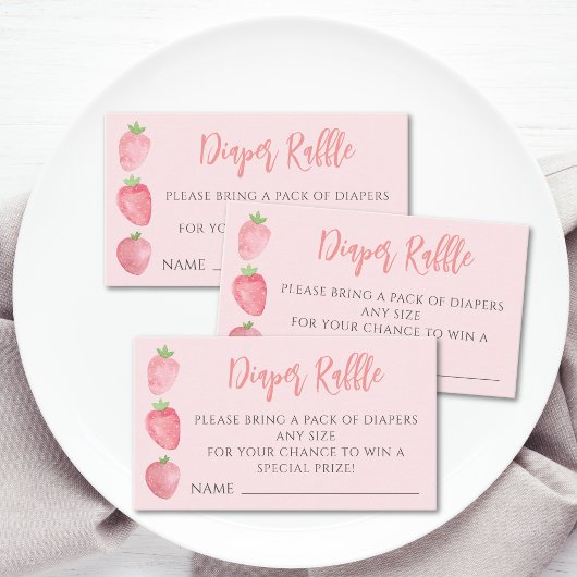 Diaper Raffle Strawberry Baby Shower Begleitkarte