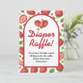 Diaper Raffle Strawberry Berry Sweet Game Einladung (Stehend Vorderseite)
