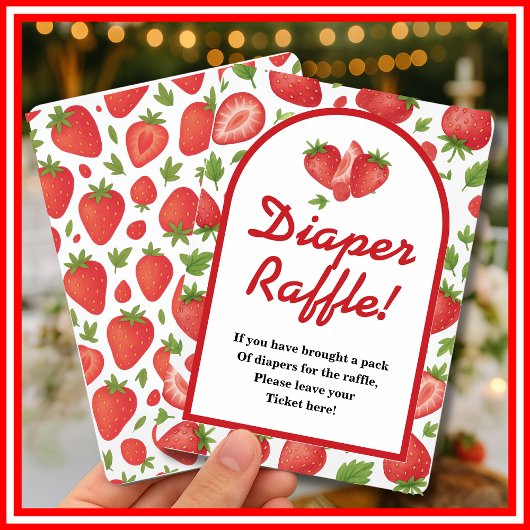Diaper Raffle Strawberry Berry Sweet Game Einladung