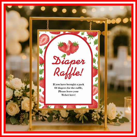Diaper Raffle Strawberry Berry Sweet Game Poster
