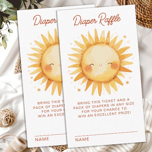Diaper Raffle Sunshine Boho Niedlich Sun Baby Dusc Begleitkarte