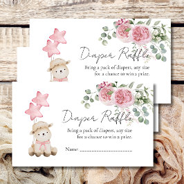 Diaper Raffle Sweet Little Lamb Pink Roses Blume Begleitkarte