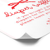 Diaper raffle Sweetheart Baby Shower Red Bow Poster (Ecke)