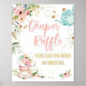 Diaper Raffle Tea Party Baby Brewing Baby Shower Poster (Vorne)