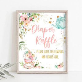 Diaper Raffle Tea Party Baby Brewing Baby Shower Poster